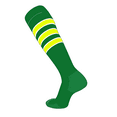 thumbnail image 1 of TCK Elite Baseball Football Long Striped Socks (D) Kelly, White, NEON Yellow (M), 1 of 1