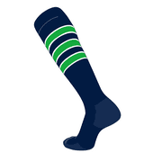 TCK Elite Baseball Football Long Striped Socks (D) Navy, White, Lime