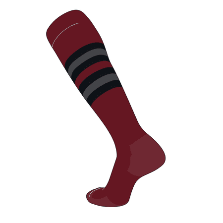 TCK Elite Baseball Football Long Striped Socks (I) Cardinal, Black, Graphite (L)