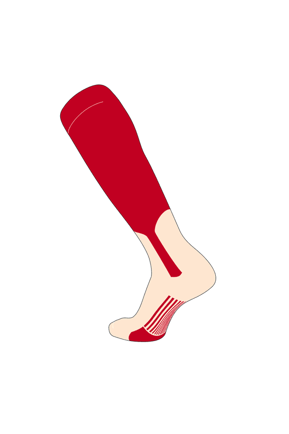 Elite Baseball Knee High Stirrup Socks (A, 7in) Red, Natural (M)