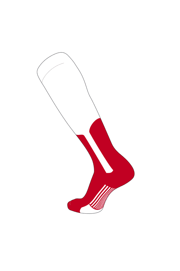 Elite Baseball Knee High Stirrup Socks (A, 9in) White, Red (XL)