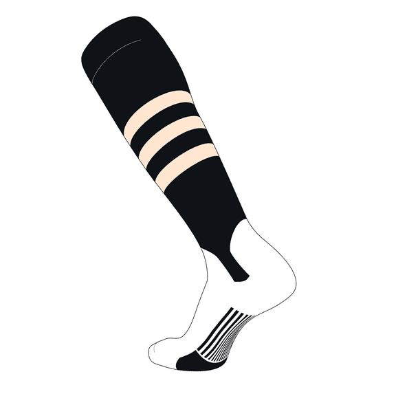 TCK Elite Baseball Knee High Stirrup Socks (B, 5in) Black, Natural (L)