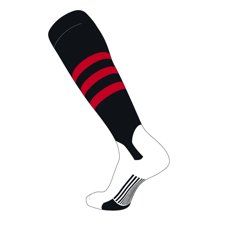 TCK Elite Baseball Knee High Stirrup Socks (B, 5in) Black, Red