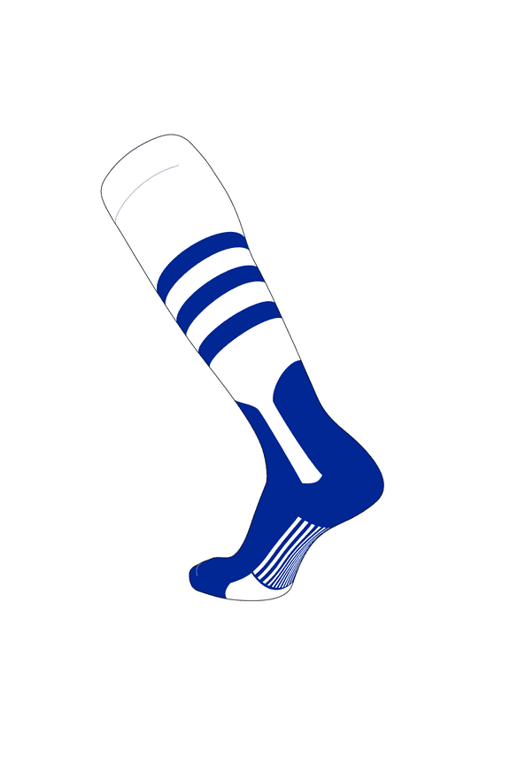 Elite Baseball Knee High Stirrup Socks (B, 7in) White, Royal, Royal (S)