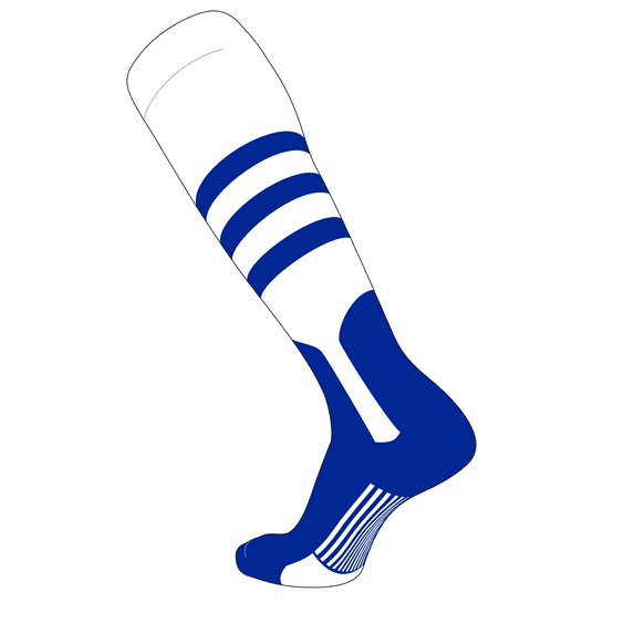 TCK Elite Baseball Knee High Stirrup Socks (B, 7in) White, Royal, Royal (S)