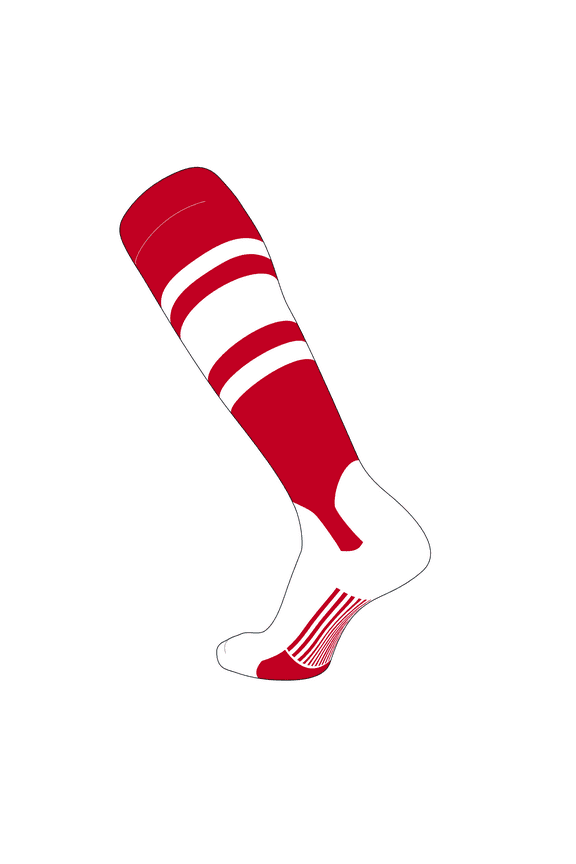 Elite Baseball Knee High Stirrup Socks (C, 5in) Red, White (M)