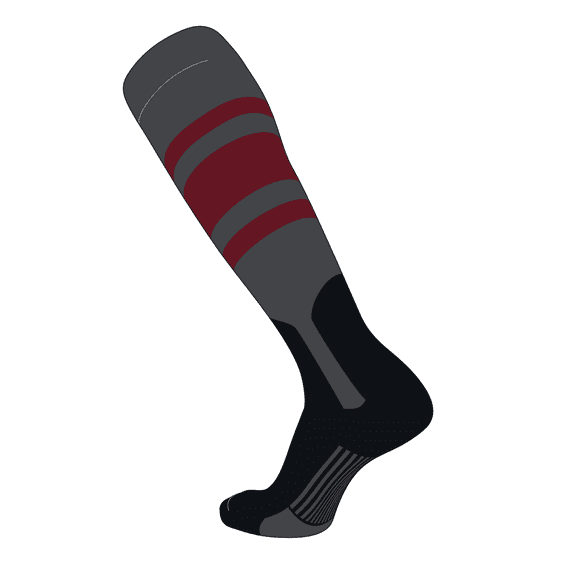 TCK Elite Baseball Knee High Stirrup Socks (C, 7in) Graphite, Cardinal, Black (M)