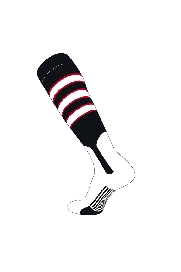 Elite Baseball Knee High Stirrup Socks (D, 7in) Black, Red, White (S)