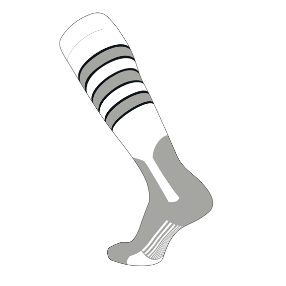 TCK Elite Baseball Knee High Stirrup Socks (D, 7in) White, Black, Grey, Grey (White, Black, Grey, L)