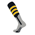 thumbnail image 1 of TCK Elite Baseball Knee High Stirrup Socks (D, 9in) Black, Grey, Gold, Grey (S), 1 of 1