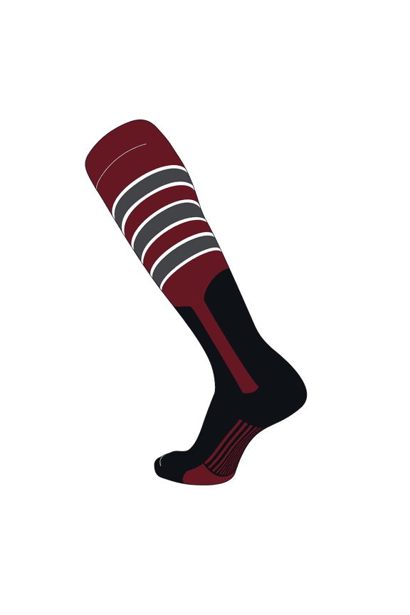 Elite Baseball Knee High Stirrup Socks (D, 9in) Cardinal, White, Graphite, Black (M)