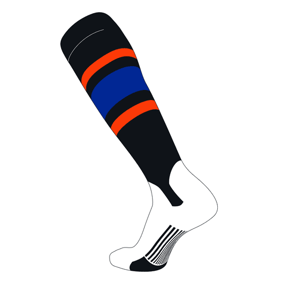 TCK Elite Baseball Knee High Stirrup Socks (E, 5in) Black, Orange, Royal (S)