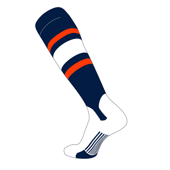 TCK Elite Baseball Knee High Stirrup Socks (E, 5in) Navy, Orange, White (M)