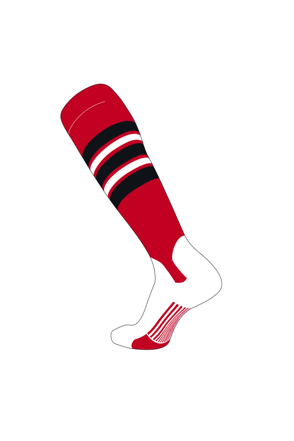 Elite Baseball Knee High Stirrup Socks (F, 5in) Red, Black, White (M)