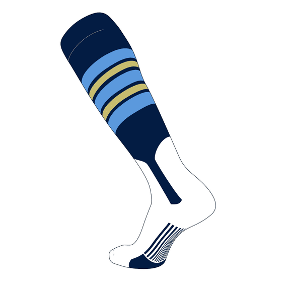 TCK Elite Baseball Knee High Stirrup Socks (F, 7in) Navy, Baby Blue, Vegas Gold (L)