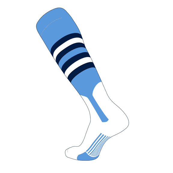 TCK Elite Baseball Knee High Stirrup Socks (I, 7in) Baby Blue, Navy, White (S)
