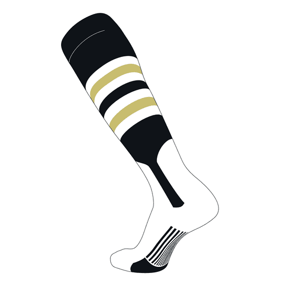 TCK Elite Baseball Knee High Stirrup Socks (I, 7in) Black, White, Vegas Gold (S)