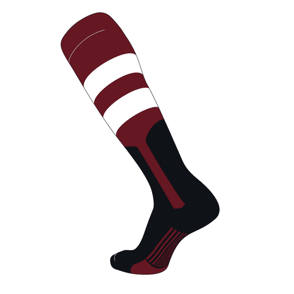 TCK Elite Baseball Long Stirrup Socks (G, 9in) Cardinal, White, Cardinal, Black (M)