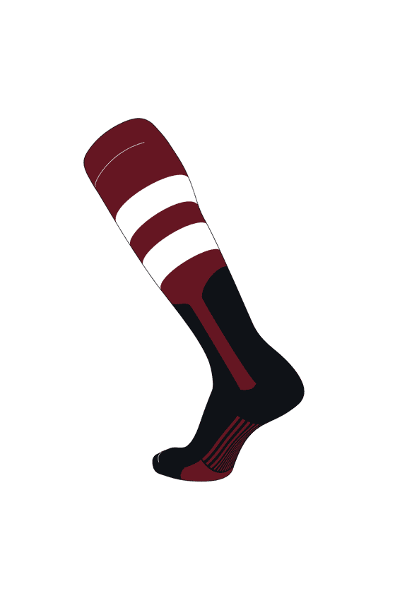 Elite Baseball Long Stirrup Socks (G, 9in) Cardinal, White, Cardinal, Black (M)