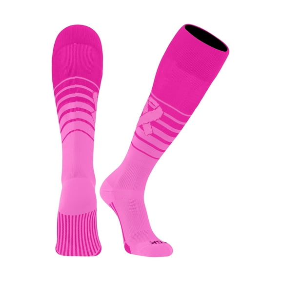 TCK Elite Breaker Aware Breast Cancer Awareness Knee High Socks - Hot Pink Pink