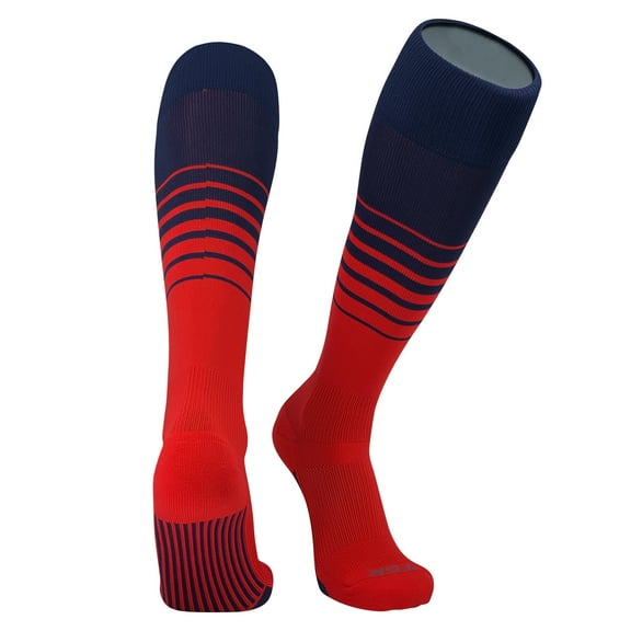 TCK Elite Breaker Fade Lines Knee High Socks Navy Red (X-Large)