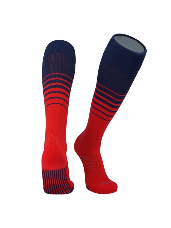 Elite Breaker Fade Lines Knee High Socks Navy Red (X-Large)
