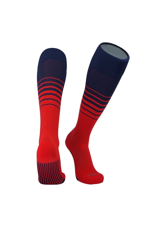 Elite Breaker Fade Lines Knee High Socks Navy Red (X-Large)