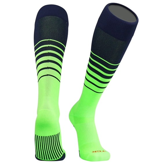 TCK Elite Breaker Fade Lines Knee High Socks Neon Green Navy (L)