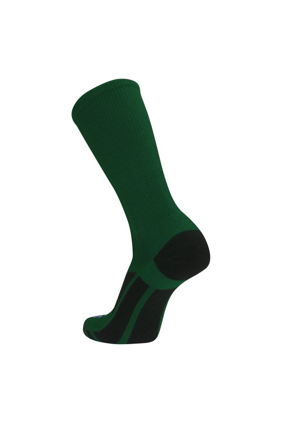 Elite Performance Solid Color Crew Socks (Dark Green, Large)