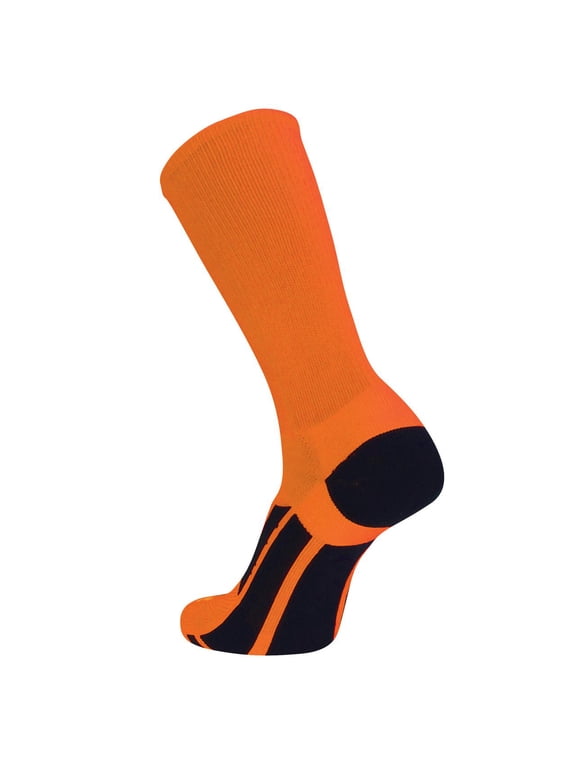 Elite Performance Solid Color Crew Socks (Orange, Large)