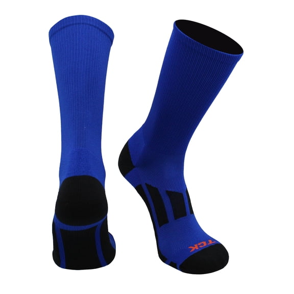 TCK Elite Performance Solid Color Crew Socks (Royal Blue, Large)