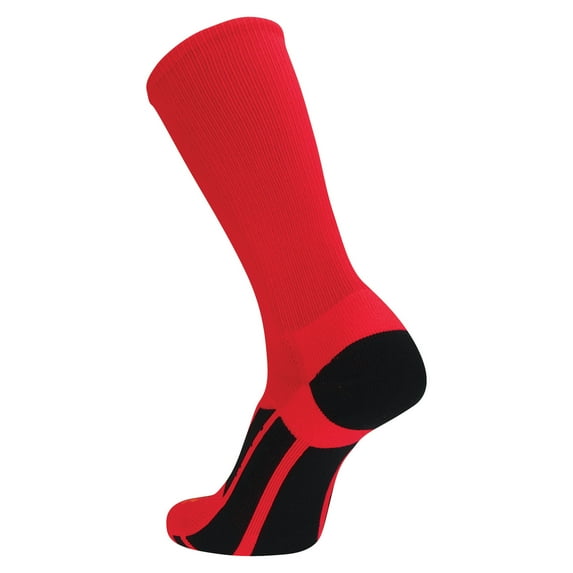 TCK Elite Performance Solid Color Crew Socks (Scarlet Red, Large)