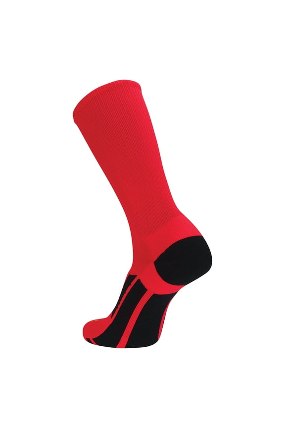Elite Performance Solid Color Crew Socks (Scarlet Red, Large)