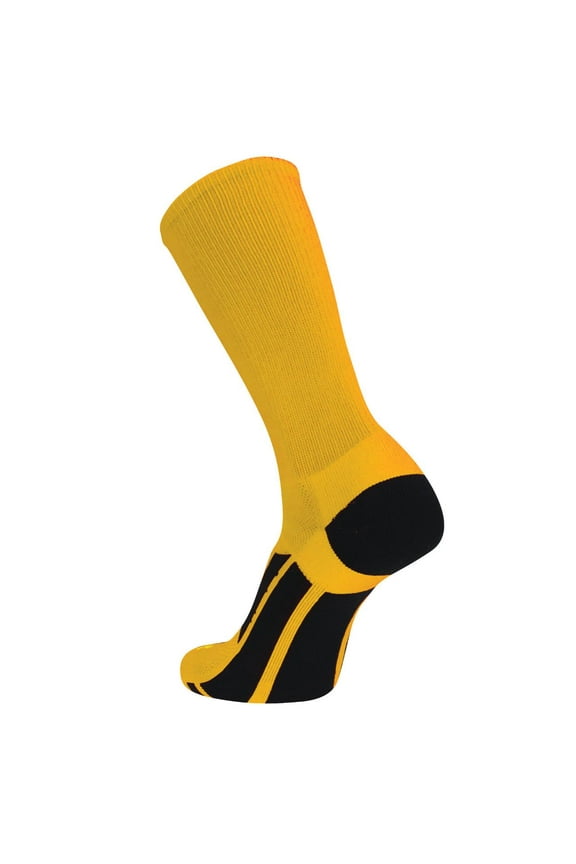 Elite Performance 2.0 Solid Color Football Basketball Crew Socks (XL, Gold)