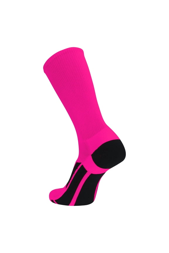 Elite Performance Solid Color Crew Socks (Hot Pink, Large)