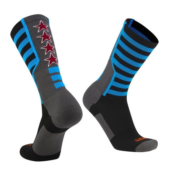 TCK Elite USA Flag Patriot Black Graphite Neon Blue Crimson Crew Socks