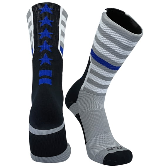 TCK Elite USA Thin Blue Line Police Flag Basketball Football Crew Socks (Large)
