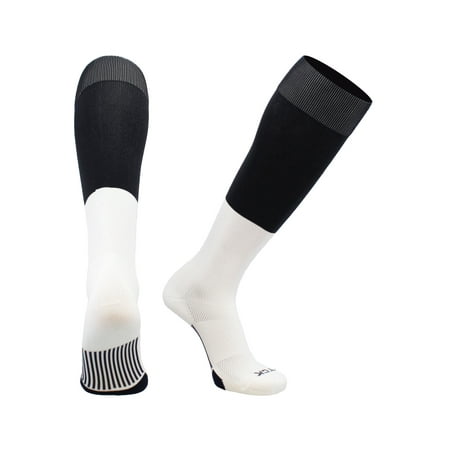 End Zone Football Socks Long Over the Calf (Black/White, Small)