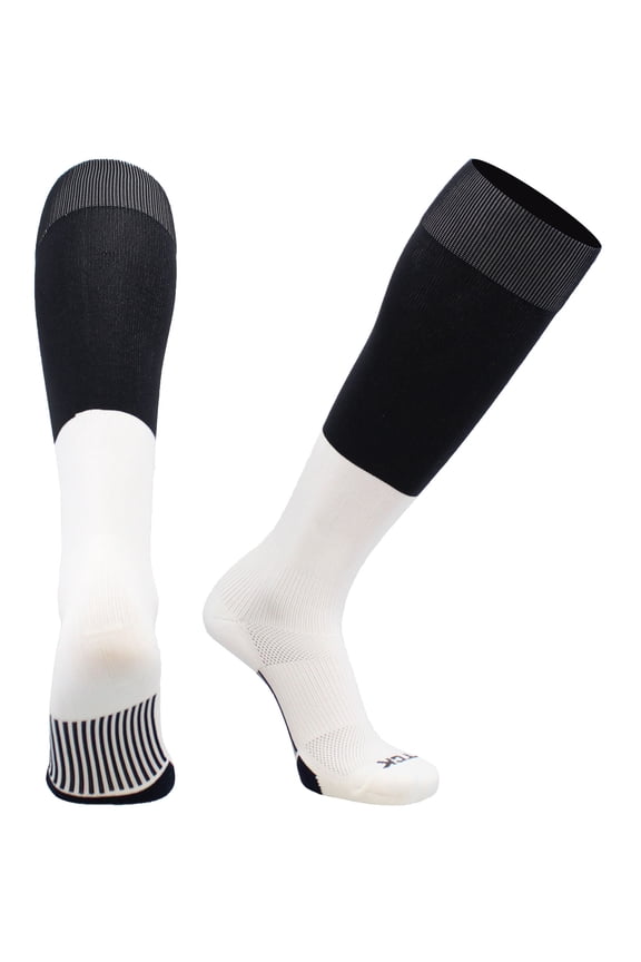 End Zone Football Socks Long Over the Calf (Black/White, X-Large)