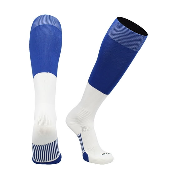 TCK Endzone Football 2-Color Socks - Royal White