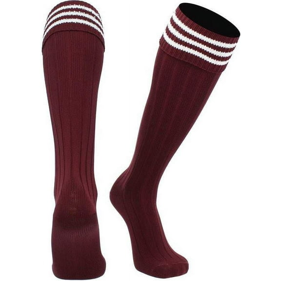 TCK Euro 3-Stripe Soccer Socks - Maroon White
