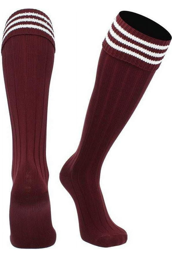 TCK Euro 3-Stripe Soccer Socks - Maroon White