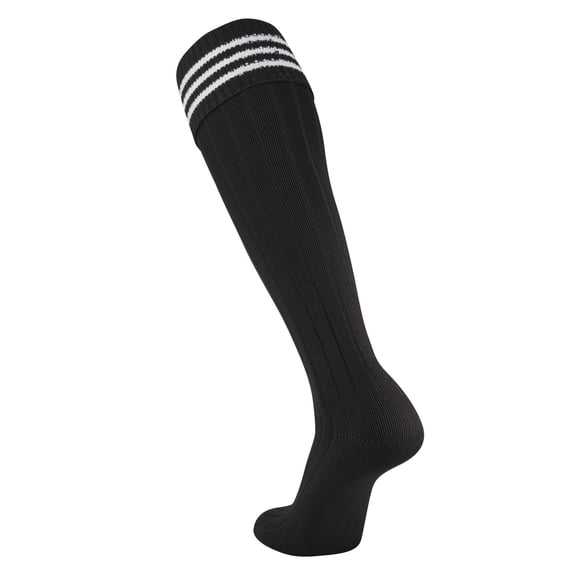 TCK European Style 3 Stripe Soccer Socks in Nylon (L, Black White)