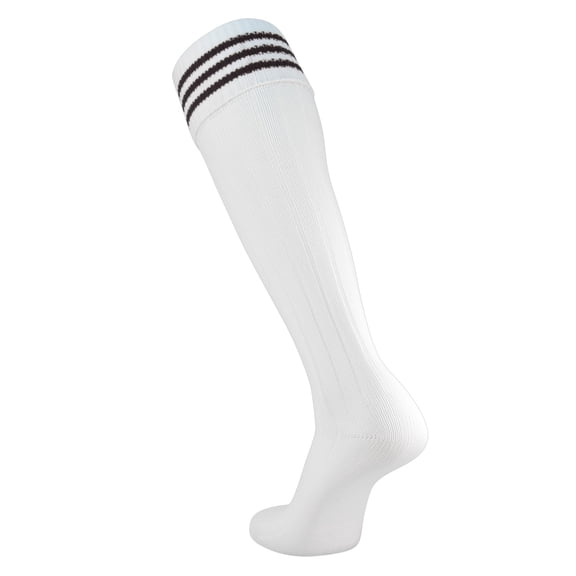 TCK European Style 3 Stripe Soccer Socks in Nylon (L, White Black)