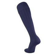 TCK European Style Solid Soccer Socks in Nylon (L, Navy Blue)