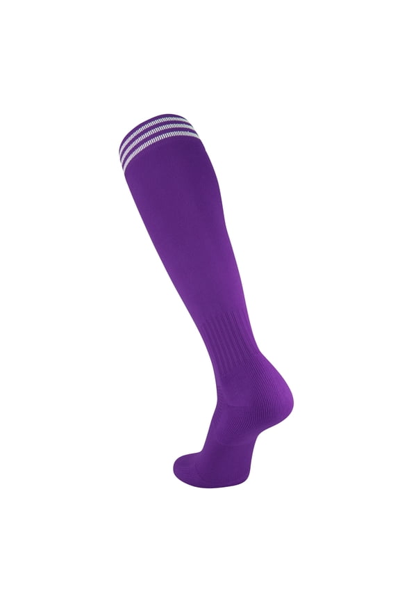 Finale 3 Stripe proDRI Soccer Socks (Purple/White, M)