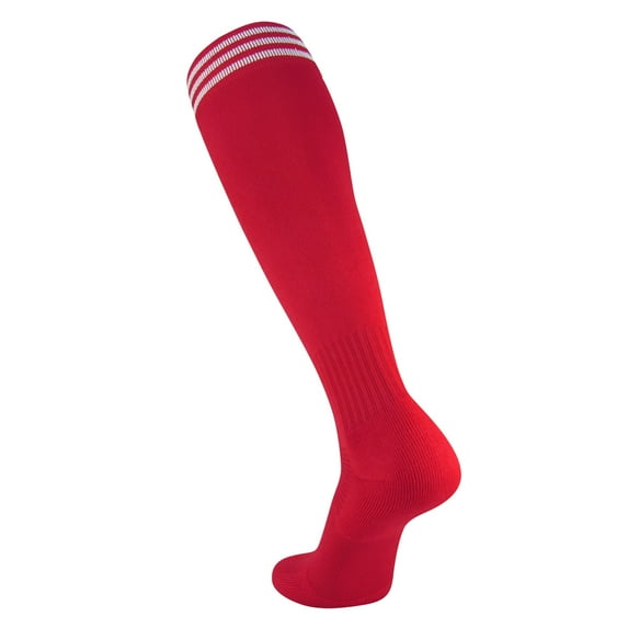 Elite Finale 3 Stripe Soccer Socks (Scarlet/White, Medium)
