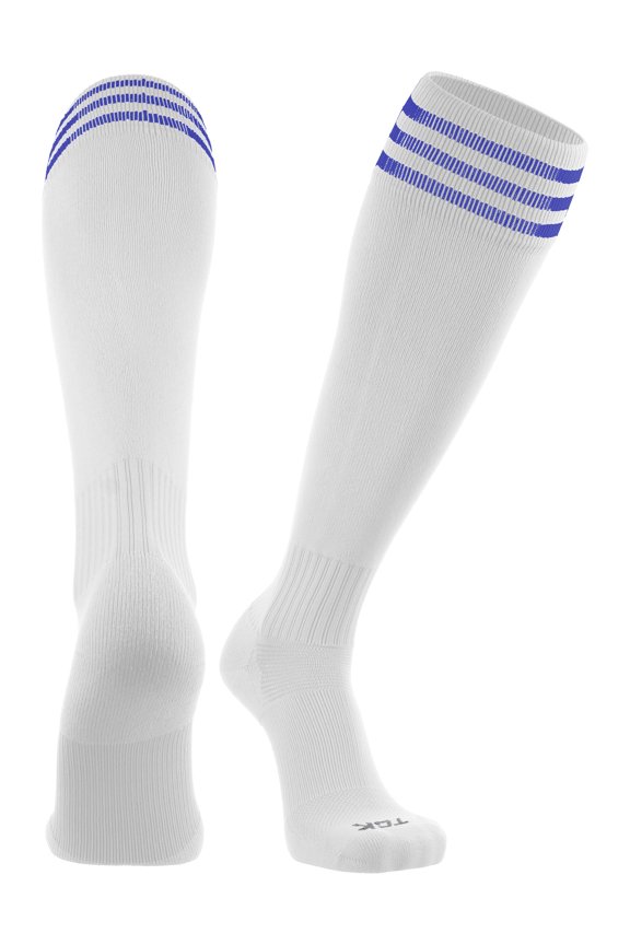 Elite Finale 3 Stripe Soccer Socks (White/Royal, Small)
