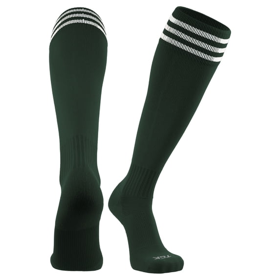 Elite Finale 3 Stripe Soccer Socks (Dark Green/White, Large)