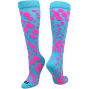 TCK Krazisox Leopard Knee High Socks - Turquoise Hot Pink
